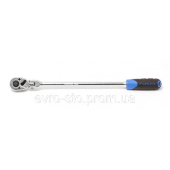 Трещотка реверсивная удлиненная шарнирная с резиновой ручкой 1/4L-300мм (72зуб.) Forsage F-802218L