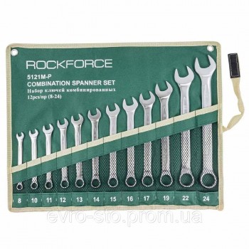 Набор комбинированных ключей 12 предметов, на полотне RockForce RF-5121P