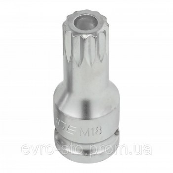 Головка-бита SPLINE с отверстием M18 (L-60мм) 1/2'' Forsage F-24806018B