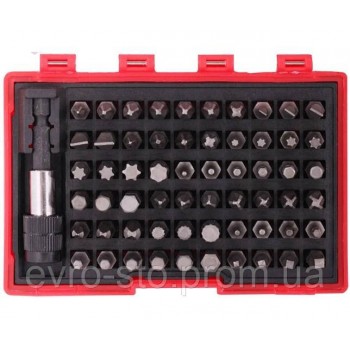 Набор бит шестигранники и звездочки Hex Torx 62 шт. 11057