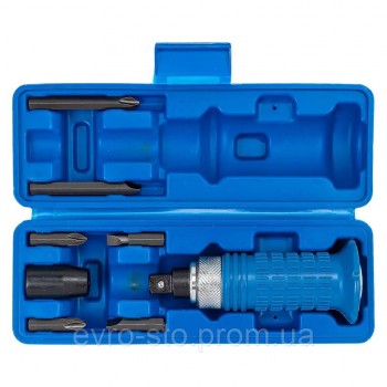 Отвертка ударная с набором бит, адаптером и защитной ручкой 8пр. 1/2'' FORSAGE F-5064E Отвертка ударная с набором бит, адаптером и защитной ручкой 8пр. 1/2'' FORSAGE F-5064E