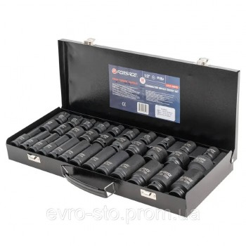 Набор головок ударных 33пр. 1/2'' 6-гранні (8-32мм) Forsage F-4333-5MPB Набор головок ударных 33пр. 1/2'' 6-гранні (8-32мм) Forsage F-4333-5MPB