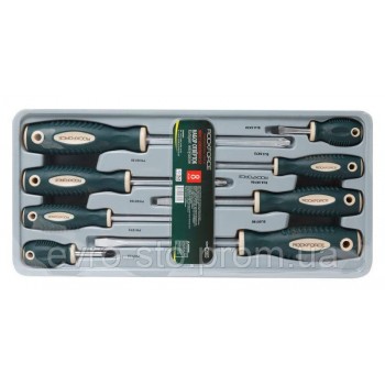 Набор отверток магнитных S2, 8 предметов(PH:1х75, 2x38, 2х100, 3х150мм; SL: 5.5х75, 6.5х38, 6.5х100, 8х150мм)в