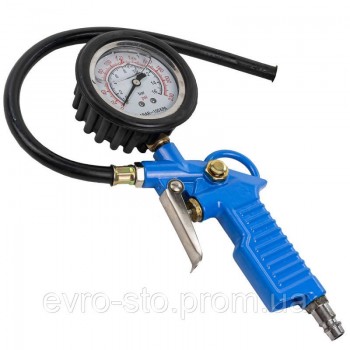 Пистолет для подкачки шин с аналоговым манометром и шлангом (0-16bar, манометр заполнен глицирином), в блистере Forsage F-2370G