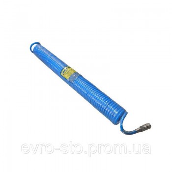 Шланг кручений поліуретановий 6.5мм х 10мм х 10м з швидкороз'ємними наконечниками 1/4 Шланг кручений поліуретановий 6.5мм х 10мм х 10м з швидкороз'ємними наконечниками 1/4