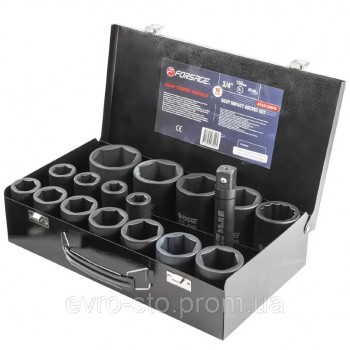 Набор головок ударных глубоких 16пр. 3/4'' (6гр,12гр)(17-50мм) Forsage F-6163-5MPB