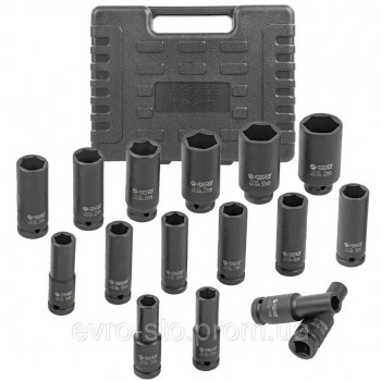 Набор головок ударных глубоких 16пр. 1/2 Набор головок ударных глубоких 16пр. 1/2