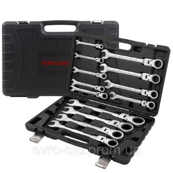 Набор ключей трещоточных с шарниром 13пр. (8-32мм) FORCEKRAFT FK-10340